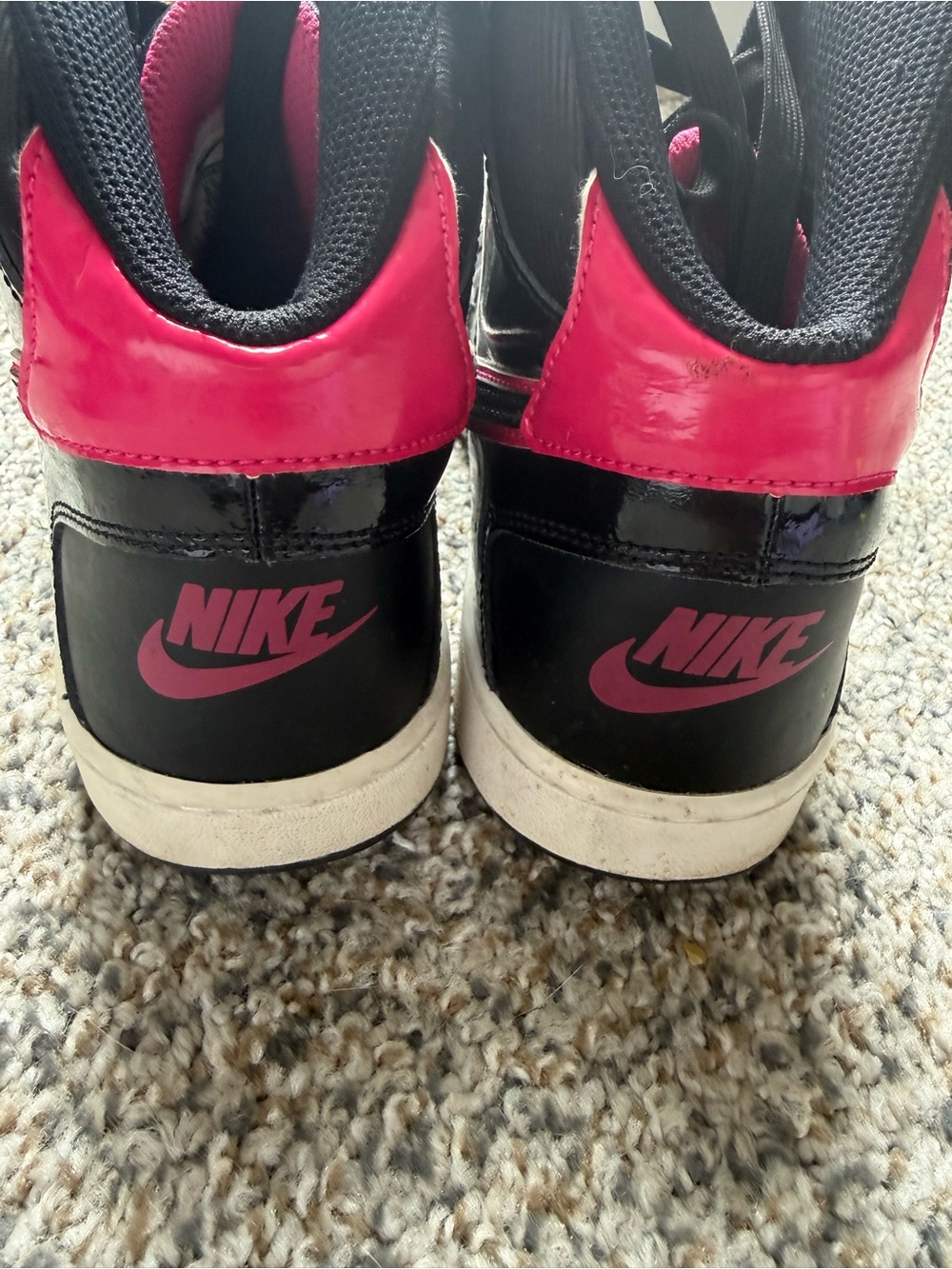 Nike Black and Hot Pink High-Top Sneakers